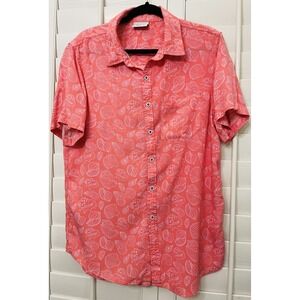 Cove Shirt Mens Large coastal Seashell Coral Button Up Short Sleeve Beach Summer